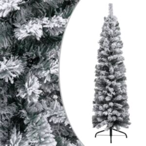 U24 šaura mākslīgā egle ar sniegotiem zariem, zaļa, 150 cm, PVC