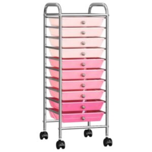 Pood24 10 sahtliga liigutatav hoiukäru, ombre, roosa, plast