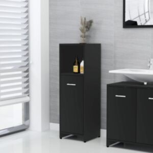 U24 vannas istabas skapis melns 30 x 30 x 95 cm skaidu plātne
