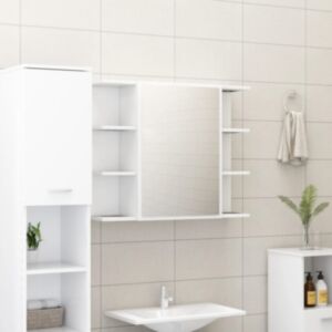 Pood24 vannitoa peeglikapp valge 80 x 20,5 x 64 cm puitlaastplaat