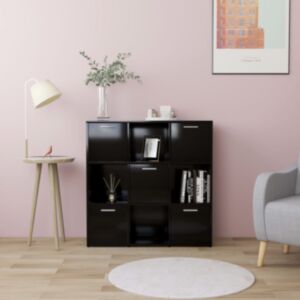 U24 grāmatu skapis melns 90 x 30 x 90 cm skaidu plātne