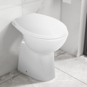 U24 augsts keramikas tualetes pods bez apmalēm, 7 cm augstāks, balts
