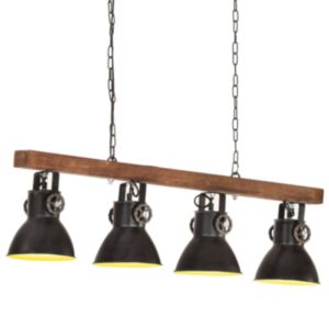 U24 industriālā griestu lampa, melna, E27, mango koka