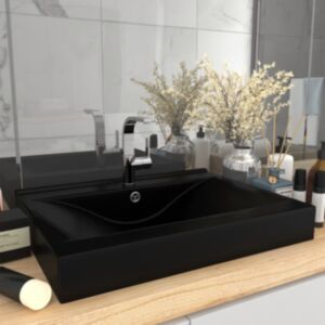 U24 раковина класса люкс с открыванием под кран, матовый черный, 60x46 см, керамика