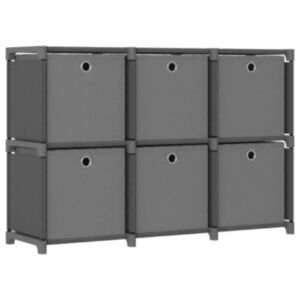 U24 Витрина 6 кубическая с коробками, серая, ткань 103x30x72,5 см
