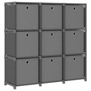 U24 9 kubveida vitrīna ar kastēm, pelēks 103x30x107,5 cm audums