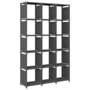 U24 Plaukts plaukts ar 15 kubiņiem, pelēks, 103 x 30 x 175,5 cm, audums