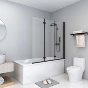 U24 izvelkamais dušas stūris ar trim paneļiem, ESG, 130 x 138 cm, melns
