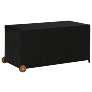 U24 dārza glabāšanas kaste, melna, 130 x 65 x 115 cm, pulēts rotangpalmas