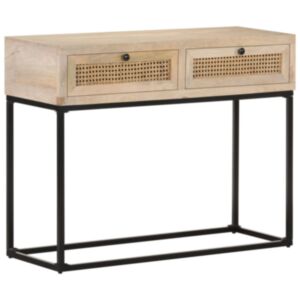 U24 konsoles galds, 100x35x76 cm, izturīgs mango koks un dabīgs trauks