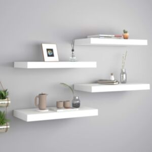 U24 sienas plaukti, 4 gab., Balts, 50 x 23 x 3,8 cm MDF