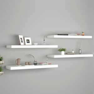 U24 sienas plaukti, 4 gab., Balti, 80 x 23,5 x 3,8 cm MDF