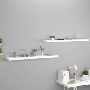 U24 sienas plaukti, 2 gab., Balti, 120x23,5x3,8 cm MDF