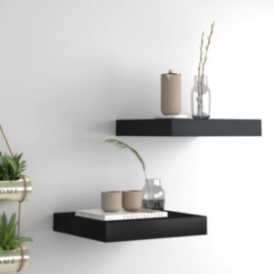 U24 sienas plaukti, 2 gab., Melni, 23 x 23,5 x 3,8 cm MDF