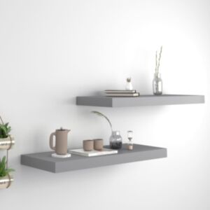 U24 sienas plaukti, 2 gab., Pelēki, 60 x 23,5 x 3,8 cm MDF