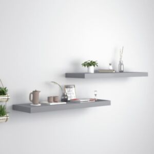 U24 sienas plaukti, 2 gab, pelēks, 80 x 23,5 x 3,8 cm MDF