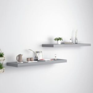 U24 sienas plaukti, 2 gab., Pelēki, 90 x 23,5 x 3,8 cm MDF