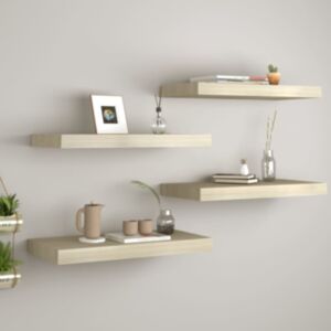 U24 sienas plaukti, 4 gab., Ozolkoka krāsa, 50 x 23 x 3,8 cm MDF