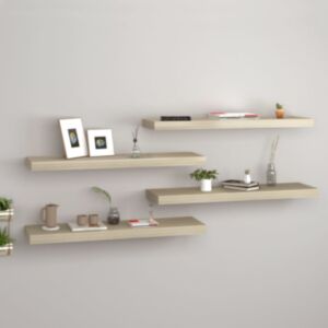 U24 sienas plaukti, 4 gab., Ozola krāsa, 80 x 23,5 x 3,8 cm MDF
