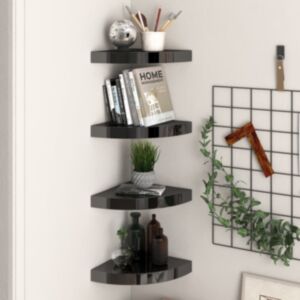 U24 угловые полки, 4 шт., Глянцевый черный, 25 x 25 x 3,8 см МДФ