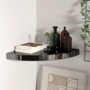 U24 stūra plaukts, spīdīgs, melns, 35 x 35 x 3,8 cm MDF