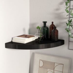 U24 stūra plaukts, melns, 35 x 35 x 3,8 cm MDF