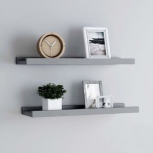 Pood24 pildiraami seinariiulid 2 tk, hall, 40 x 9 x 3 cm MDF