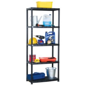 U24 uzglabāšanas plaukts 5 stāvu, melns, 71 x 38 x 170 cm, plastmasa