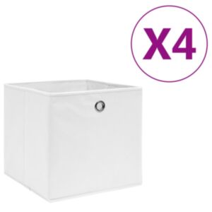U24 neaustu audumu glabāšanas kastes 4 gab., 28 x 28 x 28 cm, baltas