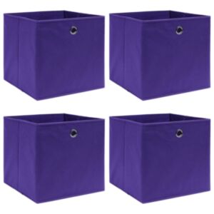 U24 Ящики для хранения нетканого материала 4 шт, 28 x 28 x 28 см, фиолетовый