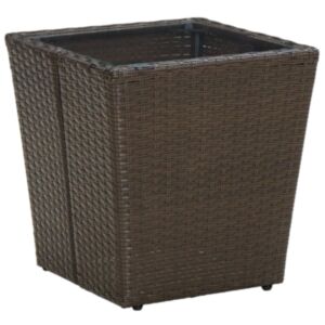 Чайный стол U24, коричневый, 41,5x41,5x44 см, ротанг полированный, стекло закаленное