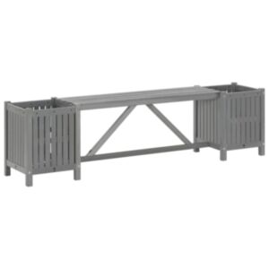 U24 dārza sols ar 2 augu kastēm, 150 cm, izturīgs akācijas koks, pelēks