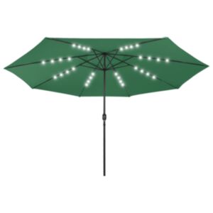 Pood24 päikesevari LED-tulede ja metallpostiga, 400 cm, roheline