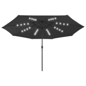 U24 saulessargs ar LED gaismām un metāla stabu, 400 cm, melns