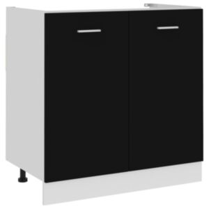 U24 тумба под умывальник нижняя, черный, 80 x 46 x 81,5 см, ДСП