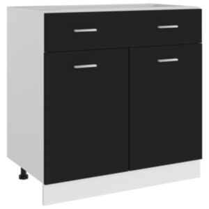 U24 нижний кухонный шкаф с ящиком, черный, 80x46x81,5 см, ДСП