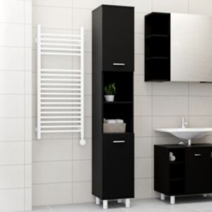 U24 vannas istabas skapis melns 30 x 30 x 179 cm skaidu plātne