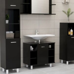 U24 vannas istabas skapis melns 60x32x53,5 cm skaidu plātne