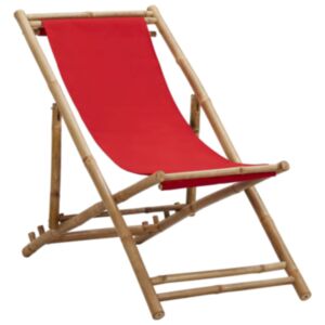 U24 bambusa un auduma krēsls, sarkans