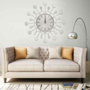 325165 Pood24 Wall Clock Silver 40 cm Metal