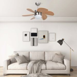 U24 griestu ventilators ar apgaismojumu, 76 cm, gaiši brūns