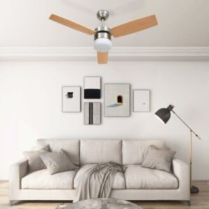 U24 griestu ventilators ar apgaismojumu un tālvadības pulti, 108 cm, gaiši brūns