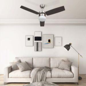 U24 griestu ventilators ar apgaismojumu un tālvadības pulti, 108 cm, tumši brūns