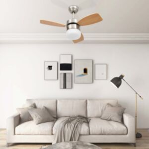 U24 griestu ventilators ar apgaismojumu un tālvadības pulti, 76 cm, gaiši brūns