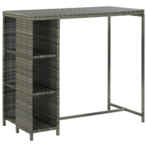 U24 барный стол с полкой для хранения, серый, 120 x 60 x 110 см, полированный ротанг