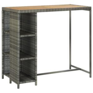 U24 барный стол с полкой для хранения, серый, 120x60x110 см, полированный ротанг
