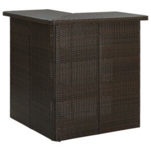 U24 stūra stieņu galds, brūns, 100 x 50 x 105 cm, pulēts rotangpalma