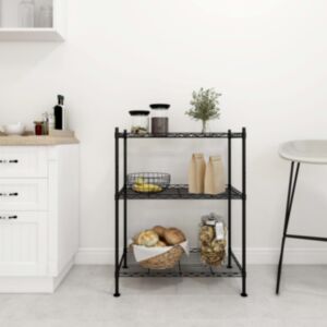 U24 3 stāvu noliktavas plaukts 60x35x76 cm melns 150 kg
