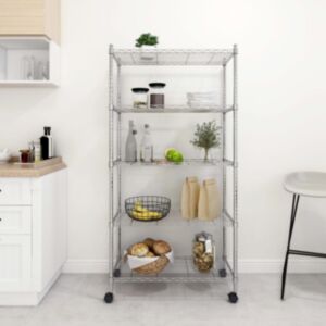 U24 5 stāvu plaukts ar riteņiem 75x35x155 cm priedes koks 250 kg