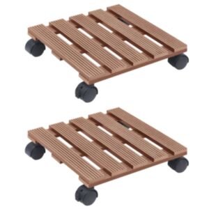 Pood24 ratastel taimealus 2 tk, pruun, 30x30x7,5 cm WPC